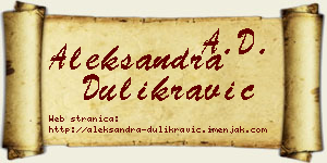 Aleksandra Dulikravić vizit kartica